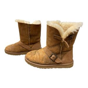 Ugg Dylan Bomber Brown Boots Size 9 Burnished